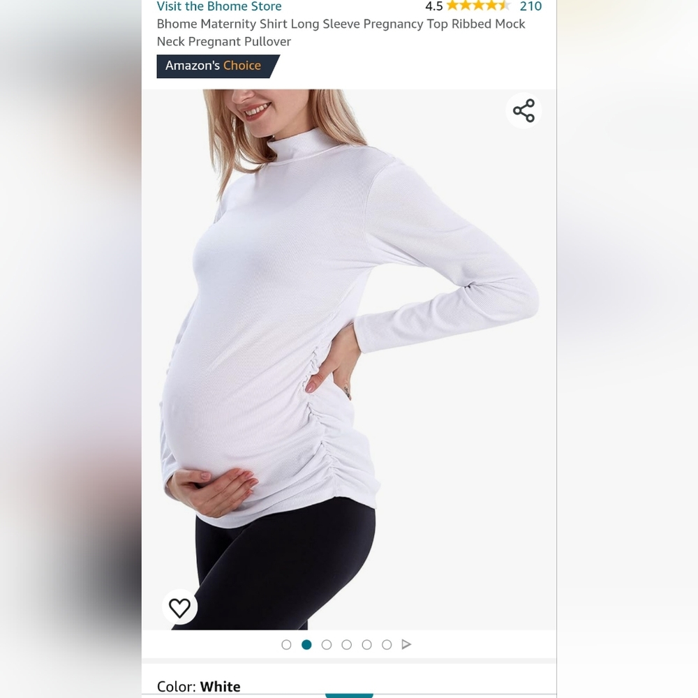 Maternity white long sleeve mock turtle neck